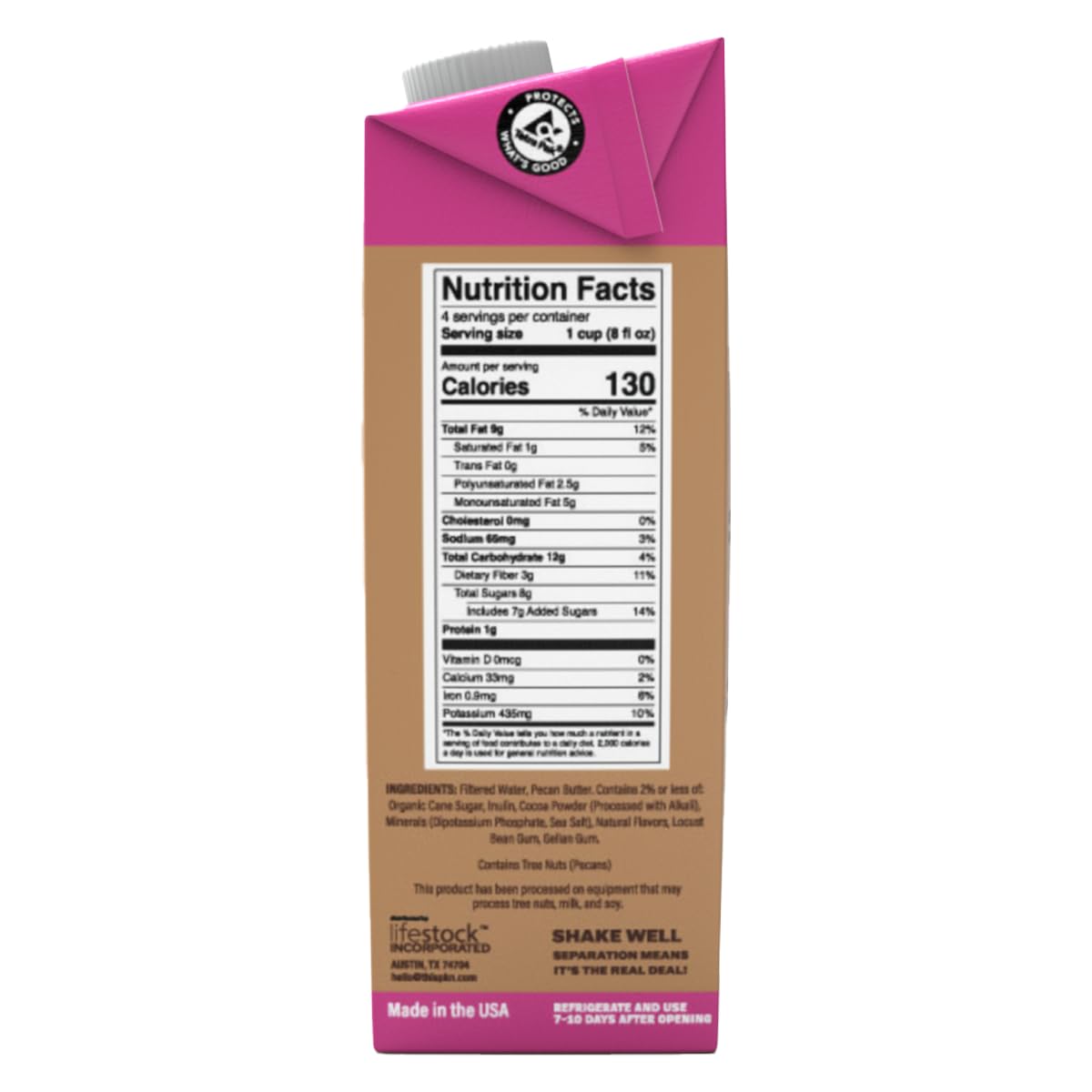 THIS PKN Pecan Nut Milk Chocolate Non Dairy Milk Alternative, Made from Real Texas Pecans, Plant Based Chocolate Milk, Made Without Added Sugars and No GMOs or Lactose (32oz, Pack of 6)