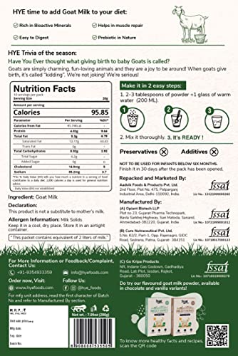 HYE FOODS Goat Milk Powder | Pasture Grazed I Whole Milk Powder | 7.05 Oz (200gms)