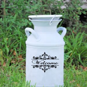 Welcome monogram decal | Milk can decal | Front porch decor | Front door decal | Farmhouse Style vinyl sticker | (Milk Can NOT Included)