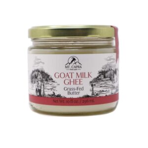 mt. capra since 1928 goat milk ghee | grass fed clarified butter high in mct oil perfect for bulletproof coffee, keto, paleo, and whole 30 diets | pasture raised and unsalted - 10 fl oz