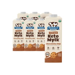 mooala – organic chocolaty chip keto mylk, 1l (pack of 6) – shelf-stable, non-dairy, gluten-free, soy-free, plant-based milk with < 1g carb per serving