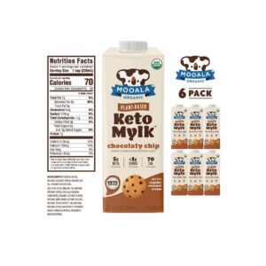 Mooala – Organic Chocolaty Chip Keto Mylk, 1L (Pack of 6) – Shelf-Stable, Non-Dairy, Gluten-Free, Soy-Free, Plant-Based Milk With < 1g Carb per Serving