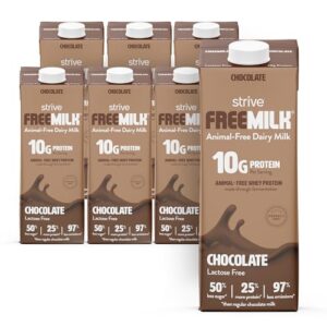 freemilk chocolate, animal-free dairy milk, 32 oz carton (pack of 6), lactose free, 10g protein per serving, chocolate milk, shelf stable, precision fermentation, perfect day