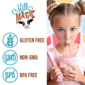 Milk Magic Strawberry Milk Flavoring Straws, use for Drinks & Cereal, Gluten-Free BPA free Non-GMO Low in Sugar All-natural Flavor Straws, Encourage Milk Drinking - 24 Count, 2 Pack (48 Straws total)