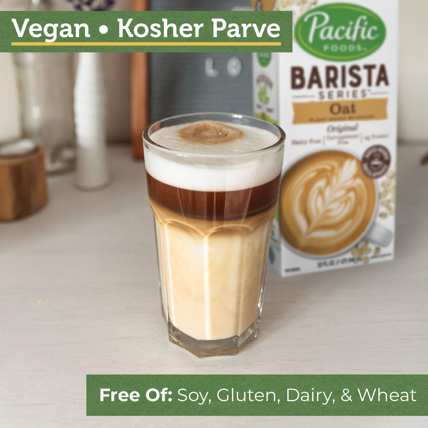 Pacific Foods Barista Series Original Oat Milk, Vegan Friendly, Kosher, Non-GMO, 32 Fluid Ounce (Pack of 12)