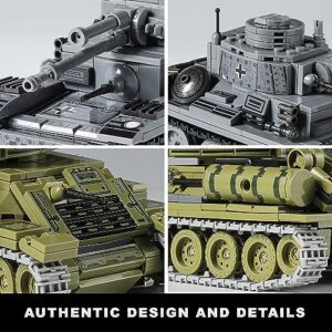 WW2 Army Tanks Toy Building Kit, Create a Soviet T-34 Tank & a German Panzer 38(t) Tank, Great Military Model Toys Gift for Boys, Kids, and Teens Age 8+ (1008 Pieces)