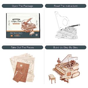 RoWood 3D Puzzles for Adults Wooden Magic Piano Model Kits Mechanical Wooden Puzzles Gifts for Adults Puzzle Music Box for Adults Teens&Friends