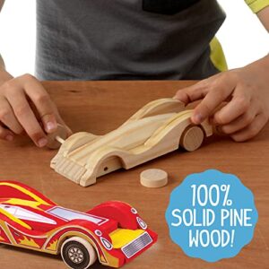 Made By Me Build & Paint Your Own Wooden Cars - DIY Wood Craft Kit, Easy to Assemble and Paint 3 Race Cars – Arts and Crafts Kit for Kids Ages 6 and Up, Multicolor