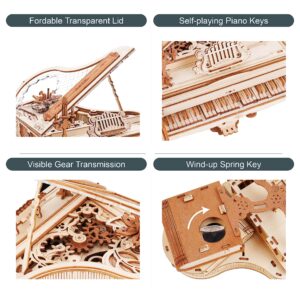 rokr 3d wooden puzzles for adults 223pcs piano model kit 1:20 scale building puzzles wooden music box unique gift for men women hobbies for birthday christmas