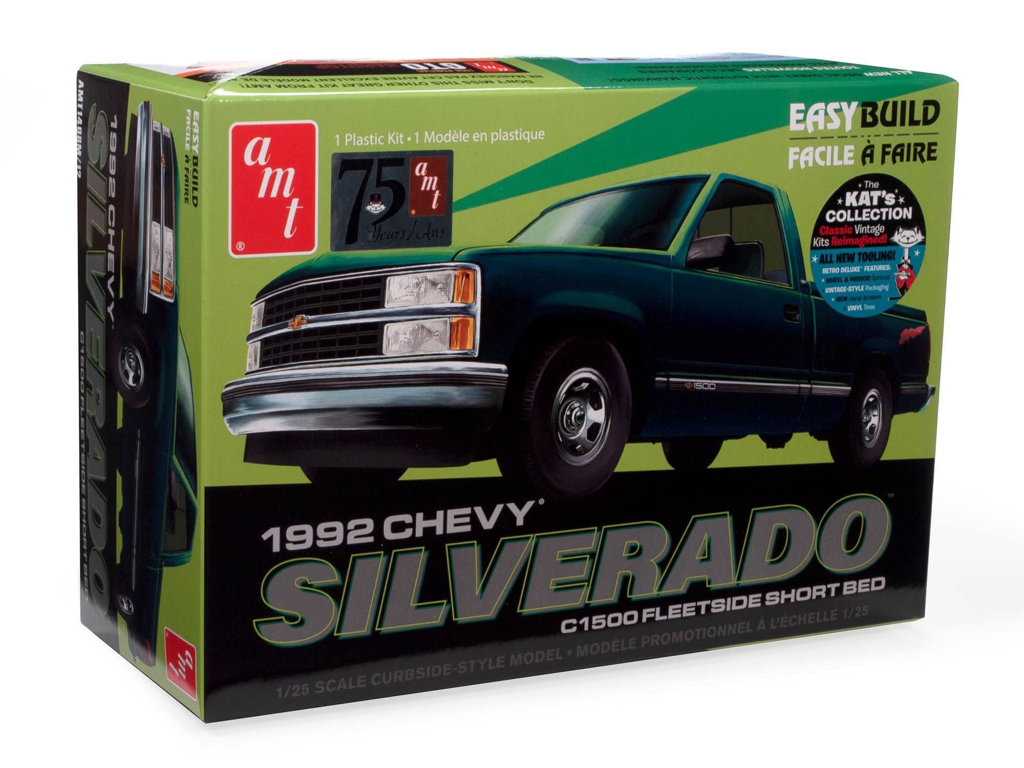 AMT 1992 Chevrolet Silverado Shortbed Fleetside Pickup Easy Build 1:25 Scale Model Kit