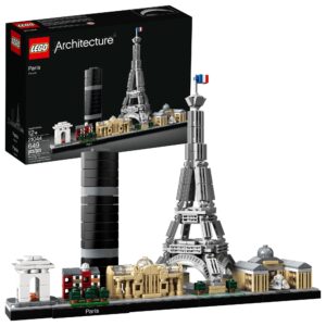 lego architecture paris skyline, collectible model building kit with eiffel tower and the louvre, skyline collection, office home décor, unique gift to unleash any adult's creativity, 21044