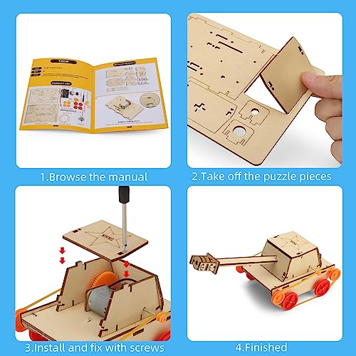 WESAYEE 6 in 1 Wood Car Building Kits for Kids, Woodworking Project, Wooden 3D Puzzles Model Kit for Ages 8-12