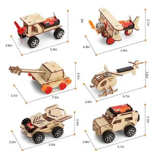 WESAYEE 6 in 1 Wood Car Building Kits for Kids, Woodworking Project, Wooden 3D Puzzles Model Kit for Ages 8-12