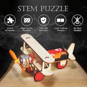 WESAYEE 6 in 1 Wood Car Building Kits for Kids, Woodworking Project, Wooden 3D Puzzles Model Kit for Ages 8-12