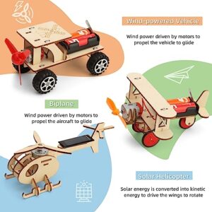 WESAYEE 6 in 1 Wood Car Building Kits for Kids, Woodworking Project, Wooden 3D Puzzles Model Kit for Ages 8-12