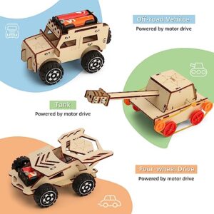 WESAYEE 6 in 1 Wood Car Building Kits for Kids, Woodworking Project, Wooden 3D Puzzles Model Kit for Ages 8-12