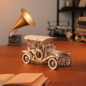 ROKR 3D Wooden Puzzle Model Car Kits to Build for Adults, 1:15 Scale Vintage Car Model Building Kit 298pcs Wood Craft Hobby Gift for Teens Men Women Christmas