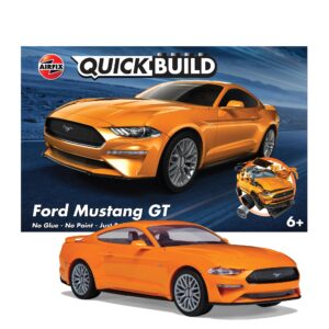 airfix j6036 quickbuild plastic model car kits - ford mustang gt - easy assembly snap together model kit, classic car for adults & kids to build, model sports car, building toys set