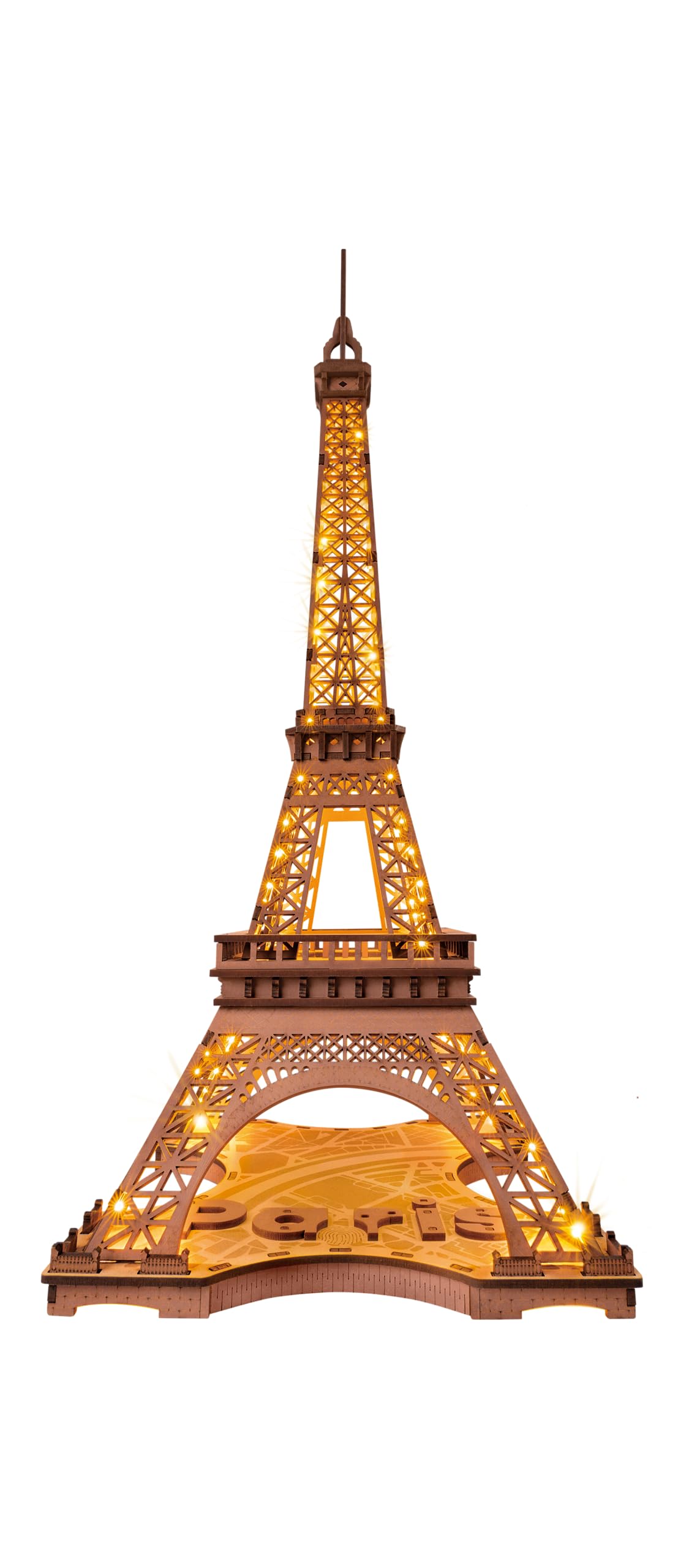 Rowood Eiffel Tower,3D Puzzle Model Kits for Adults,DIY 3D Wooden Puzzles for Adults,Builing Set with LED,Home Decoration Festival Gift Idea