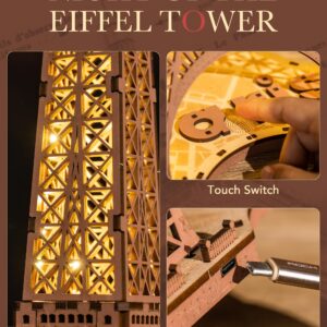 Rowood Eiffel Tower,3D Puzzle Model Kits for Adults,DIY 3D Wooden Puzzles for Adults,Builing Set with LED,Home Decoration Festival Gift Idea