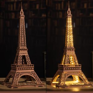 Rowood Eiffel Tower,3D Puzzle Model Kits for Adults,DIY 3D Wooden Puzzles for Adults,Builing Set with LED,Home Decoration Festival Gift Idea