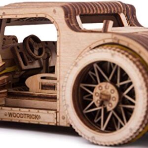 Wood Trick Hot Rod Wooden Model Car Kit to Build - Rides up to 32 feet - Detailed - 3D Wooden Puzzles for Adults and Kids to Build - Engineering DIY Mechanical Wood Model Kits for Adults