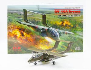 icm plastic model airplane kit (48300) 242 pcs - plastic military plane ov 10 bronco model kit 1:48