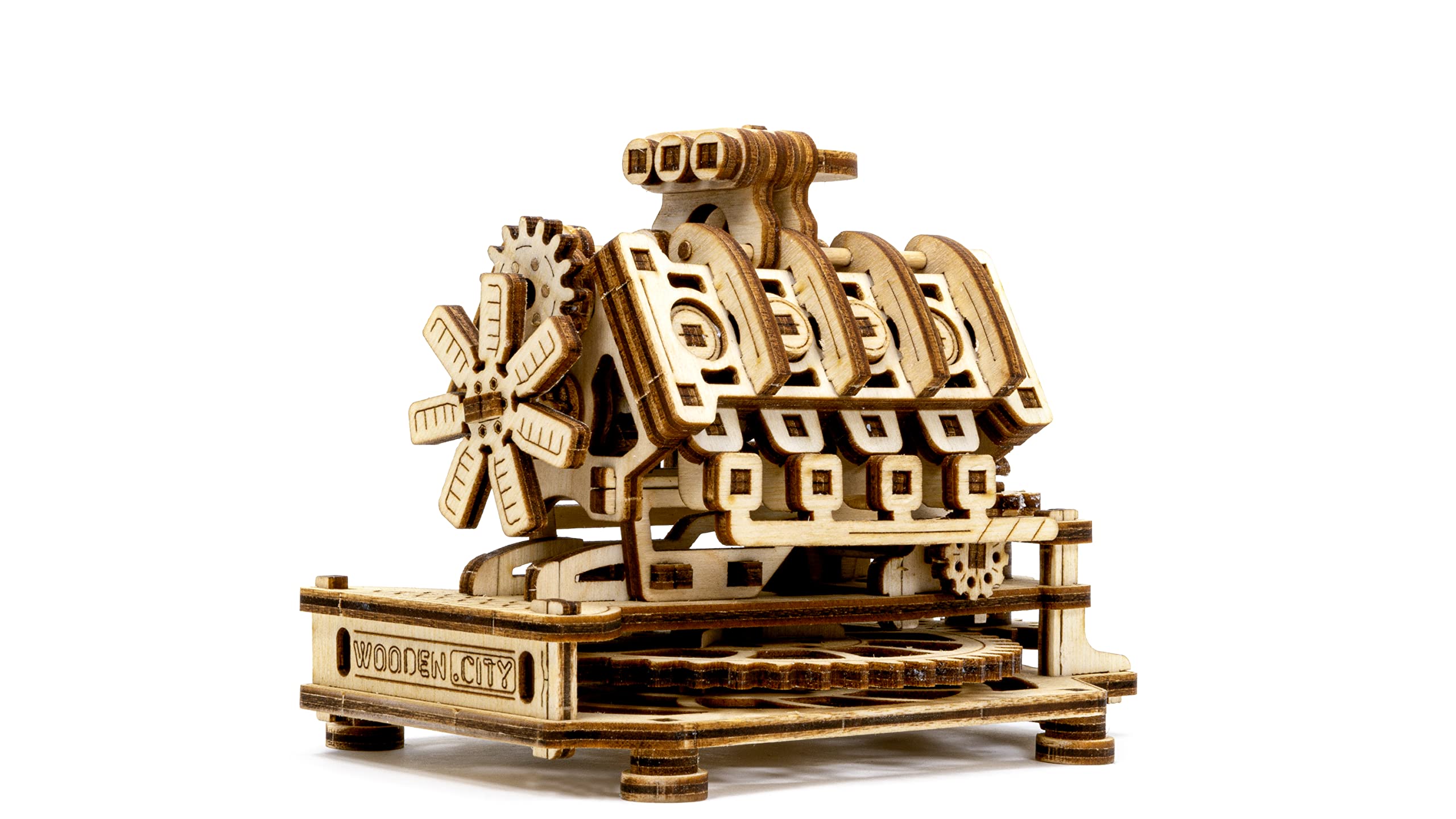 WOODEN.CITY Wood Engine Model Kit 3D Puzzle - 3D Wooden Puzzle Model Engine Kit for Adults - V8 Engine Model Kit That Works 3D Wooden Puzzles for Adults - Model Engine Working 3D Wood Puzzles Adult