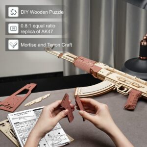 Wowood 3D Wooden Puzzles for Adults, DIY Rubber Band Gun, Wood Model Building Kits for Kids, Wooden Toy Gun Puzzle for Family Time Unique Gifts