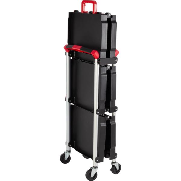 Collapsible Cart - Portable and Lightweight Folding Service Cart with 50lb Capacity Per Shelf - Multi Use Foldable Cart with Wheels by Stalwart