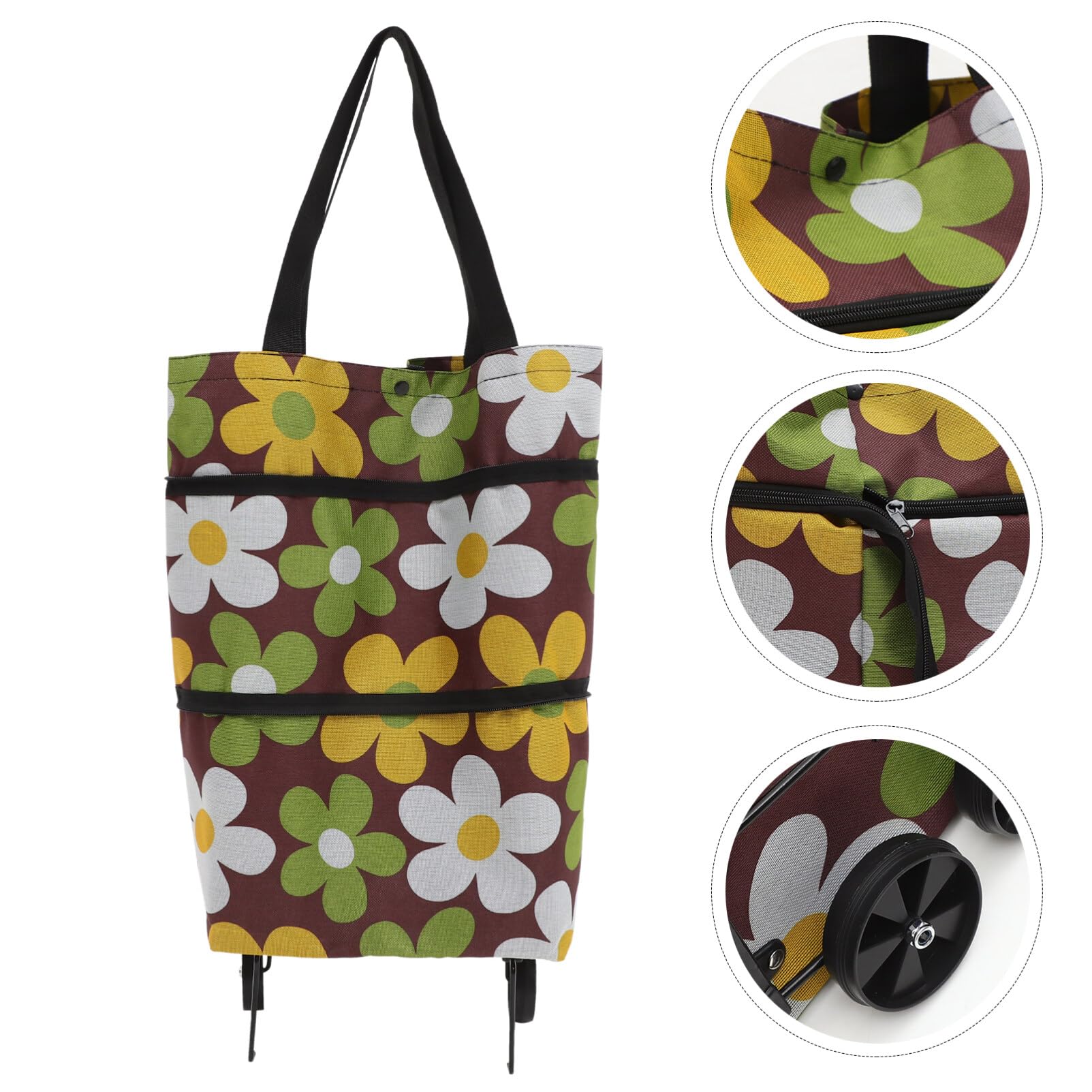 NUOBESTY Tote Bags Go Cart Groceries Reusable Grocery Bag Outdoor Storage Bag Grocery Cart Bag Grocery Tote Bag Foldable Storage Bag with Wheels Tie Rod Shopping Large Oxford Cloth