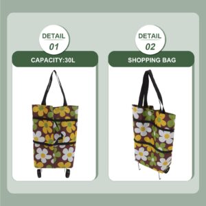 NUOBESTY Tote Bags Go Cart Groceries Reusable Grocery Bag Outdoor Storage Bag Grocery Cart Bag Grocery Tote Bag Foldable Storage Bag with Wheels Tie Rod Shopping Large Oxford Cloth