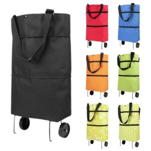 Grocery cart Foldable Grocery Cart with Shopping Bag, Reusable Collapsible Trolley Bags Waterproof Folding Shopping Bag Shop Cart with Wheels Reusable Grocery Bags for Women Utility Carts