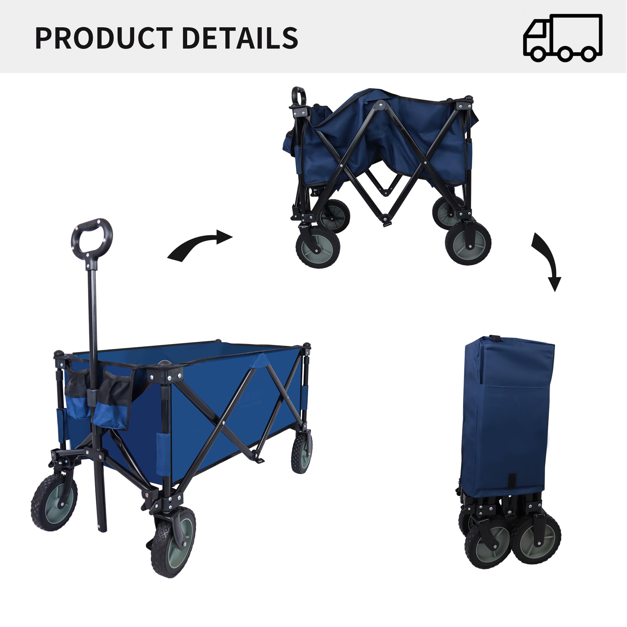 Utility Collapsible Folding Wagon Cart Heavy Duty Foldable, Beach Wagon