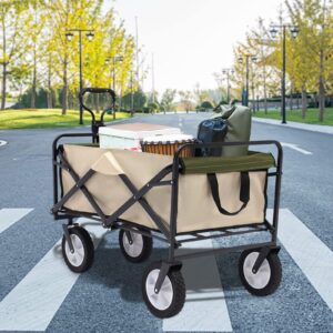 Wagon Cart with Wheels Foldable, Collapsible Grocery on Shopping for Groceries Folding Wagons Heavy Duty, 220lbs Load Capacity, Beach, Garden, and Shopping Utility Cart