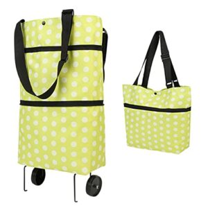 Grocery cart Foldable Grocery Cart with Shopping Bag, Reusable Collapsible Trolley Bags Waterproof Folding Shopping Bag Shop Cart with Wheels Reusable Grocery Bags for Women Utility Carts