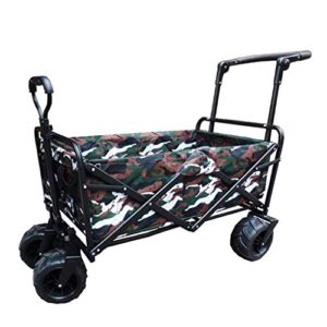 suuim collapsible folding wagon, folding wagon all terrain collapsible utility truck with push bar - portable rolling heavy duty 330 lb capacity cart buggy