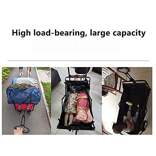 Collapsible Folding Wagon, Folding Wagon,Collapsible Utility Outdoor Cart,with Rubber Universal Wheels,for Camping Garden Beach All Terrain with Side