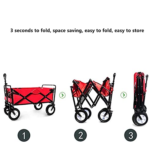 Collapsible Folding Wagon, Folding Wagon,Collapsible Utility Outdoor Cart,with Rubber Universal Wheels,for Camping Garden Beach All Terrain with Side