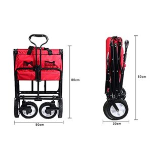 Suuim Collapsible Folding Wagon, Folding Wagon,Collapsible Utility Trolley Outdoor Cart,with Rubber Universal Wheels,for Camping Garden Beach All Terrain wi