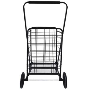 serenelife collapsible utility cart, portable foldable shopping and laundry wagon with detachable basket, heavy-duty easy glide wheels and soft foam covered handle, transport jumbo loads & heavy items