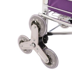 Cutycaty Folding Shopping Cart, Urban Stair Climbing Cart Grocery Laundry Shopping Handcart with 8 Wheels, Stainless Steel Portable Rolling Cart Utility Carts for Groceries Pantry(35L, Purple)