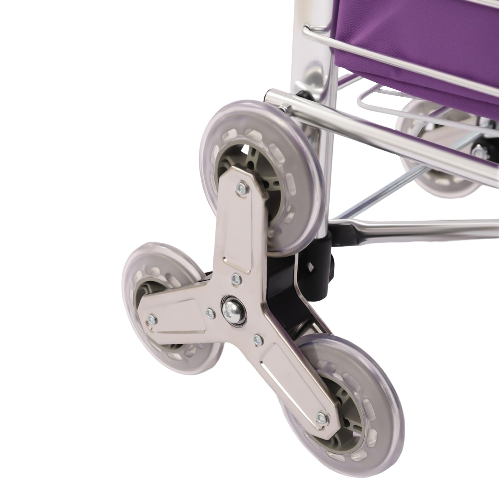 Cutycaty Folding Shopping Cart, Urban Stair Climbing Cart Grocery Laundry Shopping Handcart with 8 Wheels, Stainless Steel Portable Rolling Cart Utility Carts for Groceries Pantry(35L, Purple)