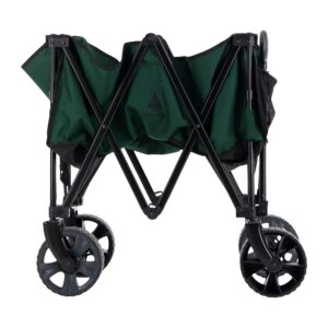 Woods Outdoor Collapsible Folding Garden Utility Wagon Cart w/ 225 Pound Capacity, 7 Cubic Feet of Storage for Camping, Beach, & Park, Green