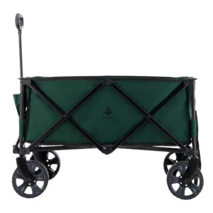 Woods Outdoor Collapsible Folding Garden Utility Wagon Cart w/ 225 Pound Capacity, 7 Cubic Feet of Storage for Camping, Beach, & Park, Green