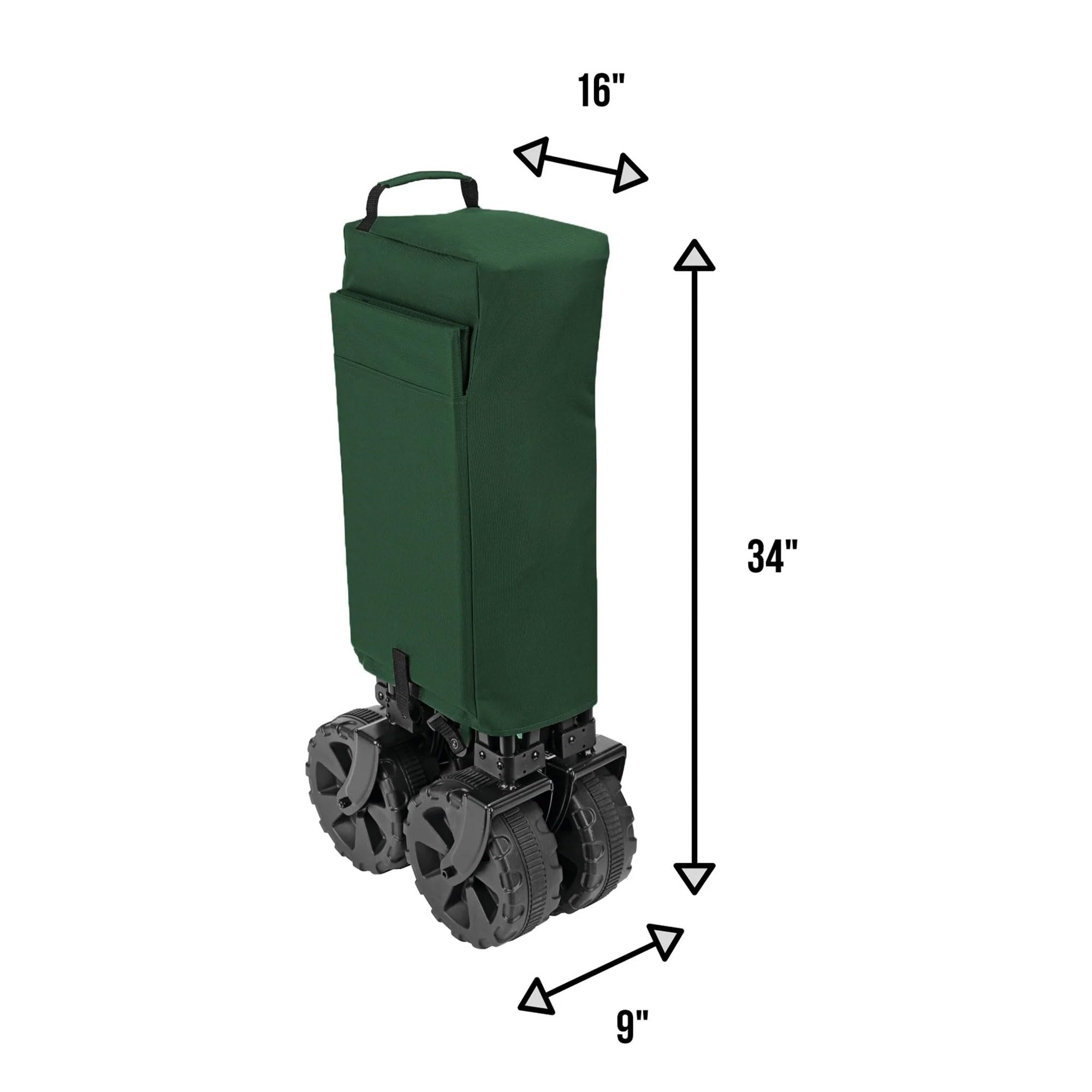 Woods Outdoor Collapsible Folding Garden Utility Wagon Cart w/ 225 Pound Capacity, 7 Cubic Feet of Storage for Camping, Beach, & Park, Green