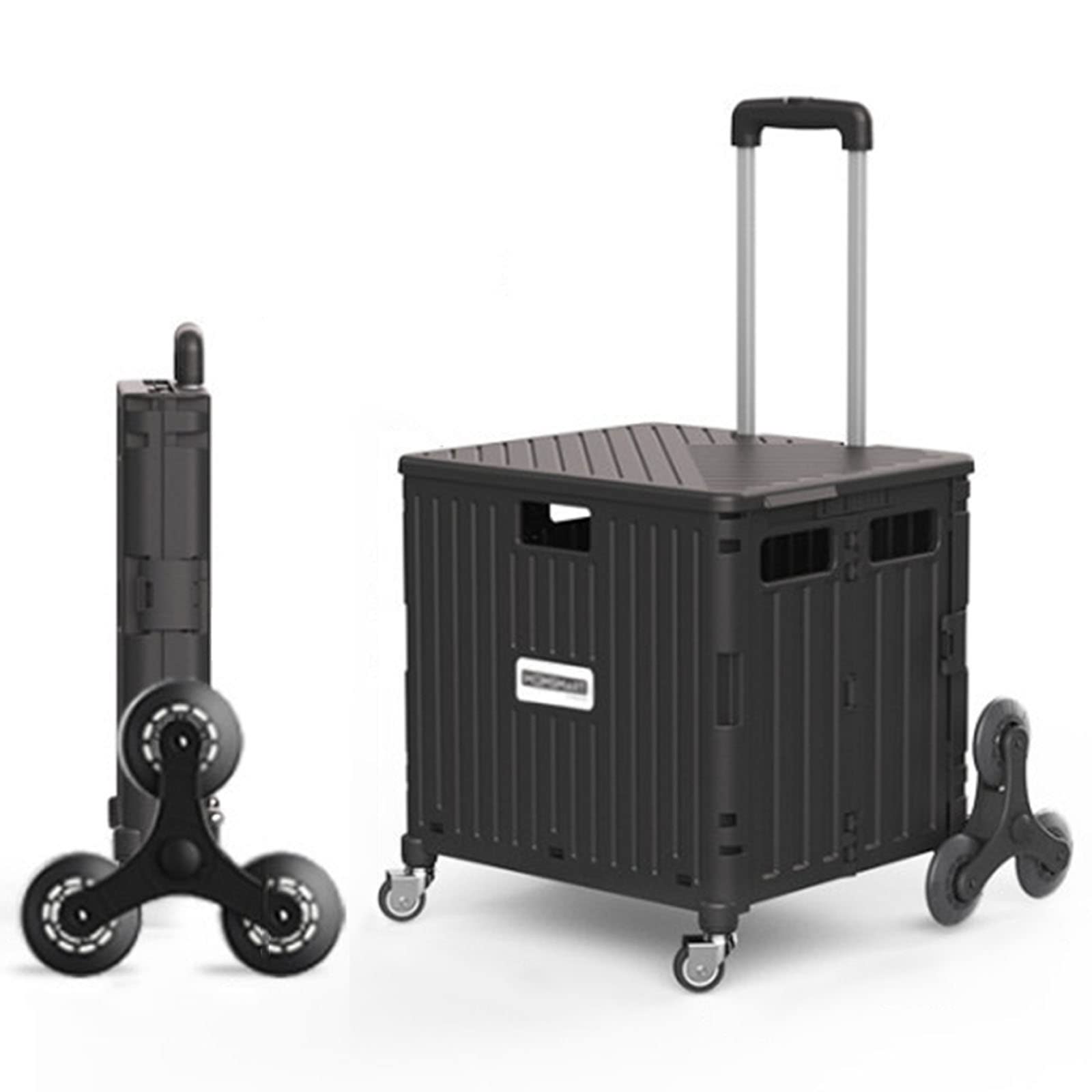 Collapsible Stair Climber Rolling Cart - Wheeled Rolling Crate with Telescoping Handle, 360° Wheels - Ideal for Tool Box, Groceries, and More!