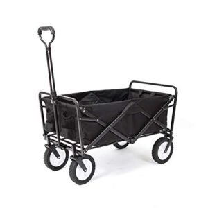 MacSports Collapsible Folding Outdoor Utility Wagon (Black) and Sport-Brella Versa-Brella SPF 50+ Adjustable Umbrella (Gray)