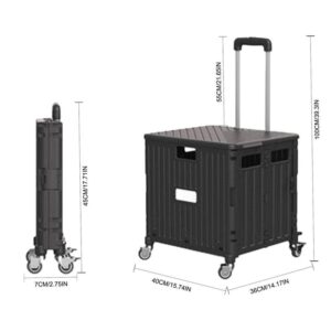 Foldable Rolling Crate Trolley Cart with Wheels Foldable Utility Cart on Wheels Collapsible Cart with Wheels Folding Portable Rolling Crate Handcart Shopping Trolley Wheel Box Lid Collapsible Grocery