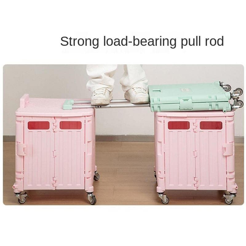 Foldable Rolling Crate Trolley Cart with Wheels Foldable Utility Cart on Wheels Collapsible Cart with Wheels Folding Portable Rolling Crate Handcart Shopping Trolley Wheel Box Lid Collapsible Grocery